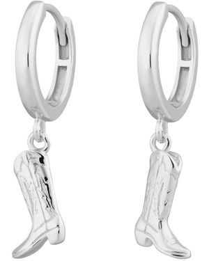Scream Pretty Cowboy Boot Charm Hoop Earrings - White
