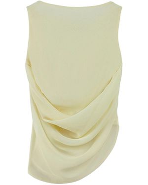 Nocturne Draped Sleeveless Blouse - White
