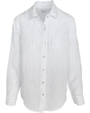 Haris Cotton Striped Linen Shirt With Long Sleeves - White