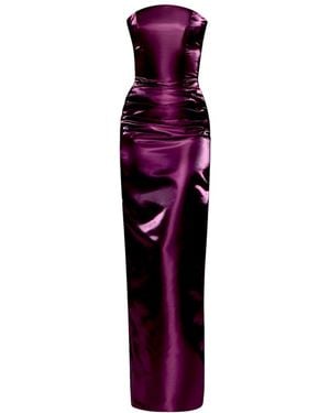 Moda Glam Lucia Strapless Corset Gown- Plum - Purple