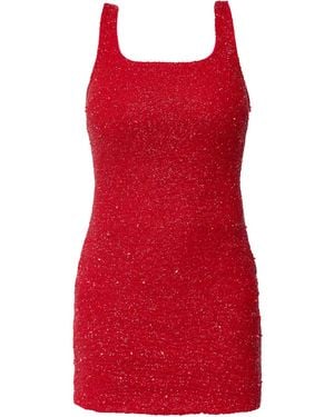 Self-Adore Ruby Hand-Beaded Embellished Mini Dress - Red