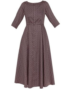 KAROLINA OZOLINSIUTE Leyla Maxi Geometrical Pattern Dress With Sleeves - Brown