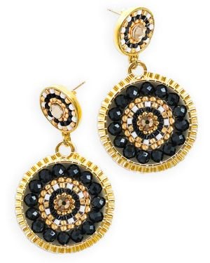 EDEN + ELIE Double Circle Statement Drop Earrings - Metallic