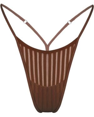 MONIQUE MORIN LINGERIE Vertigo Micro-G Thong Cocoa - White