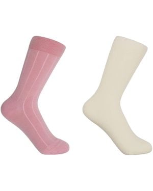 Peper Harow - Made in England Two Pairs Cashmere Socks Bundle – & Cream - Pink