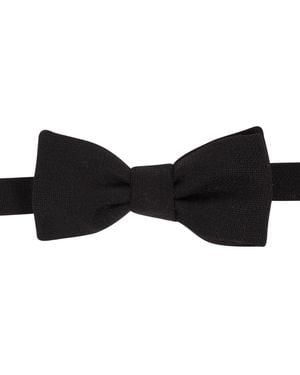 LE COLONEL Italian Wool Bow Tie - Black