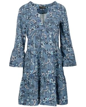 Conquista Paisley Print A Line Dress - Blue