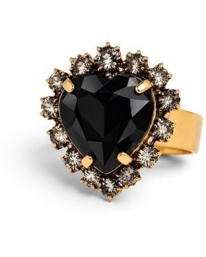 Vstyle Amore Heart Swarovski Crystal Ring - Black