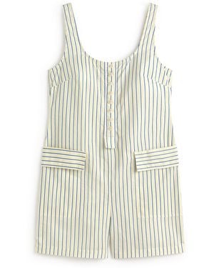 Thinking Mu Maud Striped Poplin Jumpsuit - White