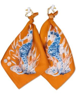Suki Wang London Amber Seahorse Silk Earring - Orange