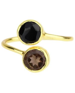 Saachi Double Gemstone Ring - Black