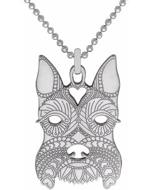 CarterGore Schnauzer Pendant Necklace In Medium Silver - Metallic