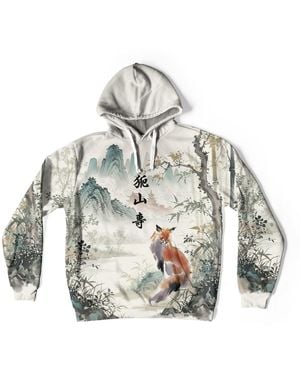 Aloha From Deer Neutrals Watercolor Fox Oversize Hoodie - Gray