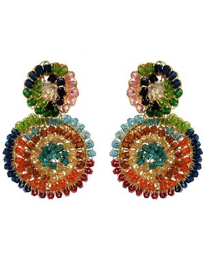 Lavish by Tricia Milaneze Multicolour Dahlia Mini Handmade Earrings