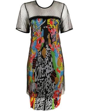 Lalipop Design Pleated Dress With Black Tulle