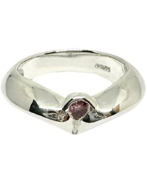 Tg-Jewellery by Tamara Gervasio Heart-Shaped Band Ring With Cubic Zirconia Sterling - Metallic
