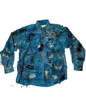 Zasta Studio Wearable Ruins Shredded Denim Colored Shirt F - Blue