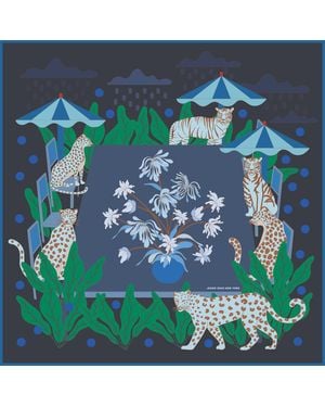 Jessie Zhao New York Double Sided Wool Silk Scarf Of Night Banquet - Green