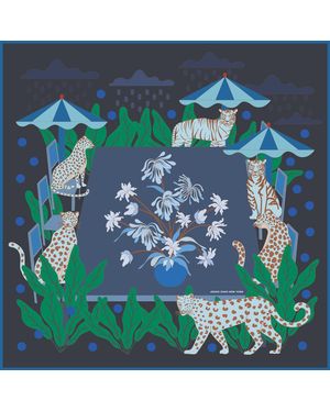 Jessie Zhao New York Double Sided Wool Silk Scarf Of Night Banquet - Green