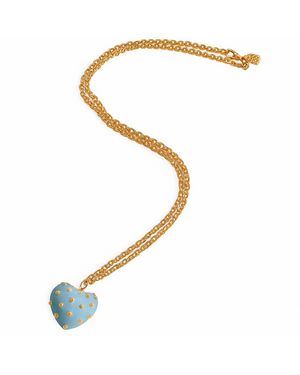 Michael Nash Jewelry Ophelia Aqua Resin Studded Heart Pendant - Metallic