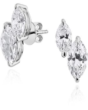 SALLY SKOUFIS Renaissance Stud Earrings With Made Cz Diamond Stimulant - White