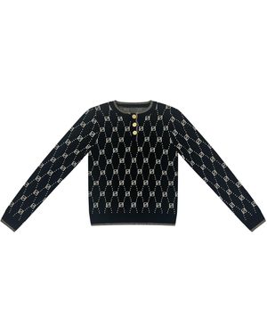 Roch Perel Monogrammed Edged Jumper - Black