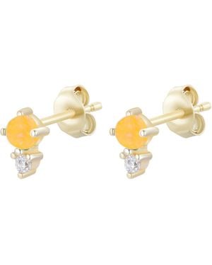KAMARIA Opal & Crystal Seed Stud Earrings - Metallic
