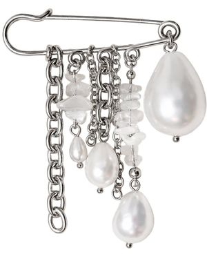 Kirei Fragment Pearl & Quartz Brooch - White