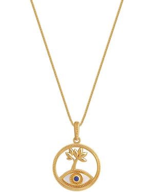 Karma and Luck Eternal Balance Tree Of Life Sapphire Necklace - Metallic