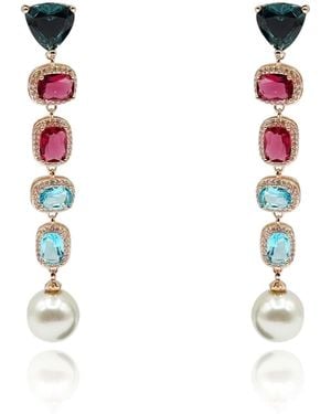 Michael Nash Jewelry Michela Multi Colour And Pearl Drop Hanging Earrings - White