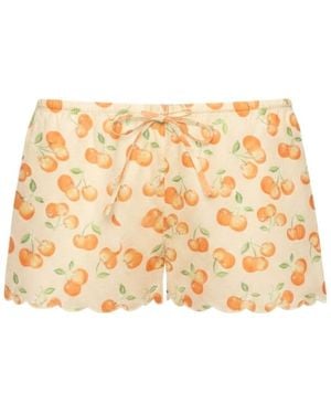 Montce Cherry Sherbet Scalloped Low-Rise Drawstring Short - Natural
