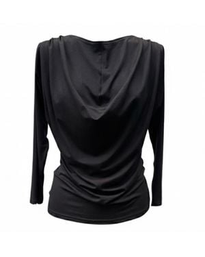 Imaatu Onu Three Quarter Sleeve Top – Sculpting Elastic Viscose Draped Neck - Black