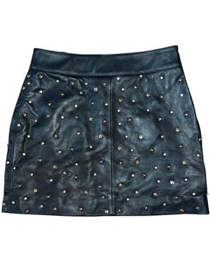 Any Old Iron And Super Stars Studded Leather Mini Skirt - Blue