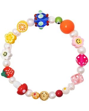 Nialaya Berry Pearl Bracelet With Assorted Beads - Red