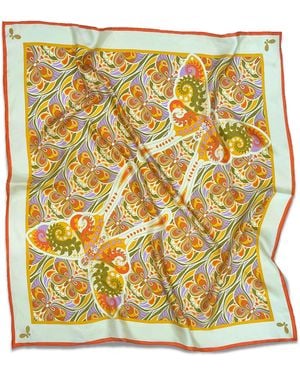 Henelle Butterfly Effect Citrus Large Silk Scarf - Yellow