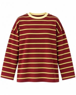 Mind Traveler Lime & Burgundy Striped Míriam Long Sleeve Top - Red