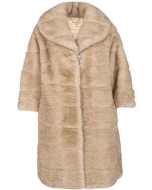 Santinni Neutrals 'Hollywood' Faux Fur Coat - Natural
