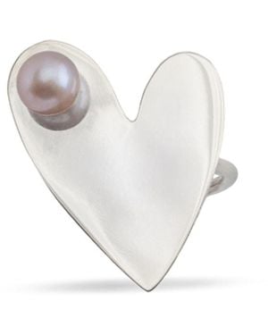 Silver Moon Sterling Ring – Heart's Pearl - White