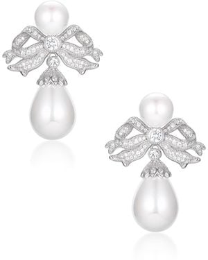 Santinni 'Antoinette' Bow & Pearl Drop Earrings - Multicolour