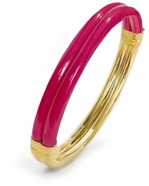 Gold & Honey Ridge Lucite Hinge Bangle - Pink