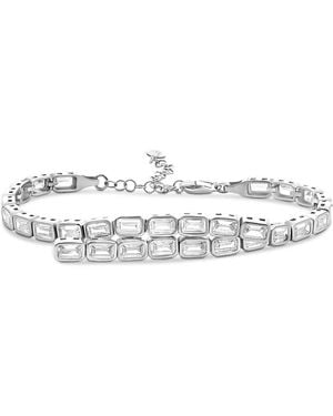 SHYMI Emerald Bezel Set Statement Tennis Bracelet - Metallic