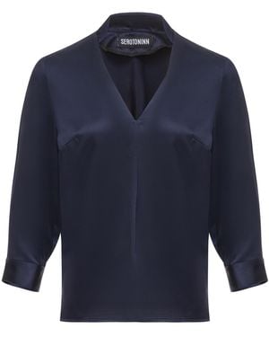 Serotoninn V-Neck Top - Blue