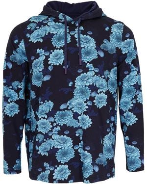 lords of harlech Horatio Serious Floral Hoodie - Blue