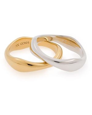 Cote Cache Stackable Wave Vermeil Ring Set - Metallic