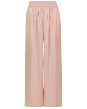 Avenue 8 High Waist Loose-Fit Silk Trousers - Pink