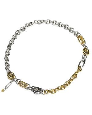 Kirei Urban – Stainless Steel Interlinked Chain Statement Necklace - Metallic