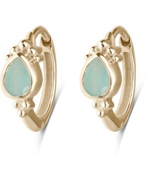 Zohreh Amazonite Boho Huggie Hoop Earring Pair 9K - Metallic