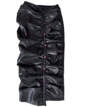 Circular Path X Wren + Glory Ruched Vegan Leather Skirt - Black