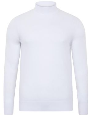 Paul James Knitwear Ultra Fine Cotton Mock Turtle Neck Spencer Jumper - White