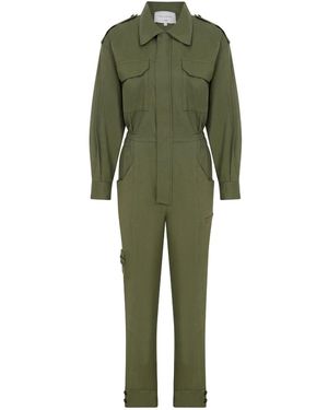 NAZLI CEREN Dorothy Zipped Cotton Jumpsuit - Green